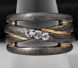 Кольцо из серебра 925 пробы с бесцветными сапфирами.